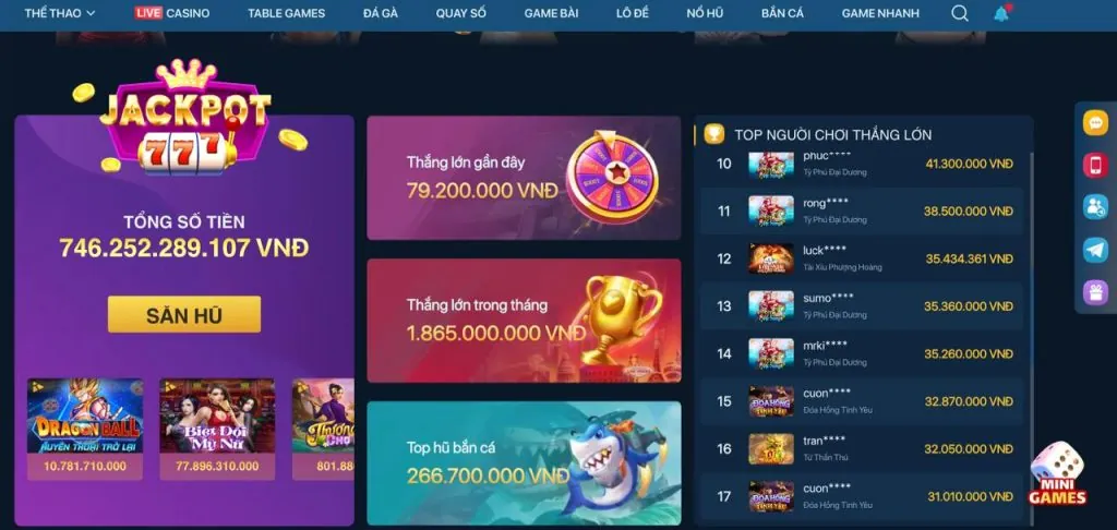 Hàng ngàn máy đánh bạc (slot game) tại 5biz link mới